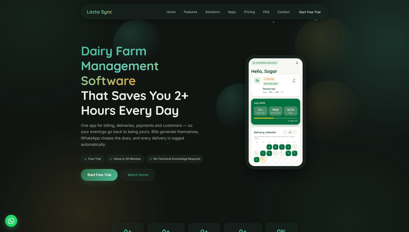 LactoSync dairy management product website