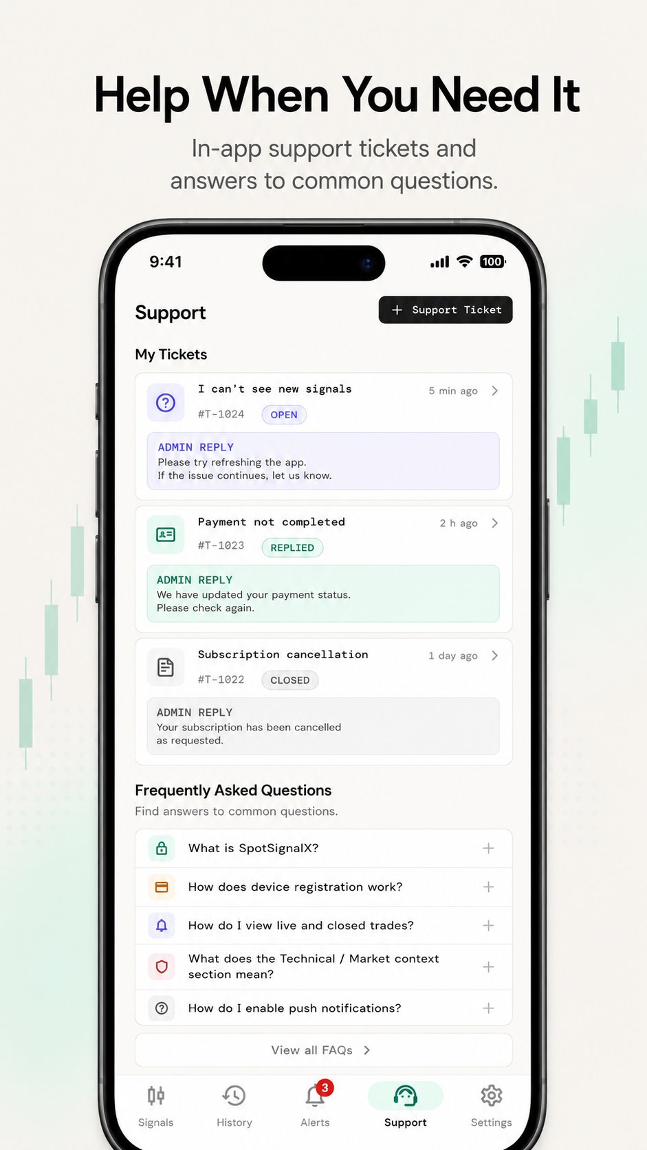SpotSignalX mobile screen