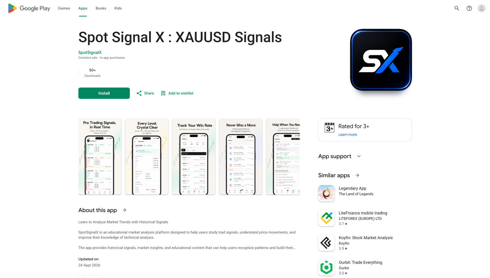 SpotSignalX Google Play listing