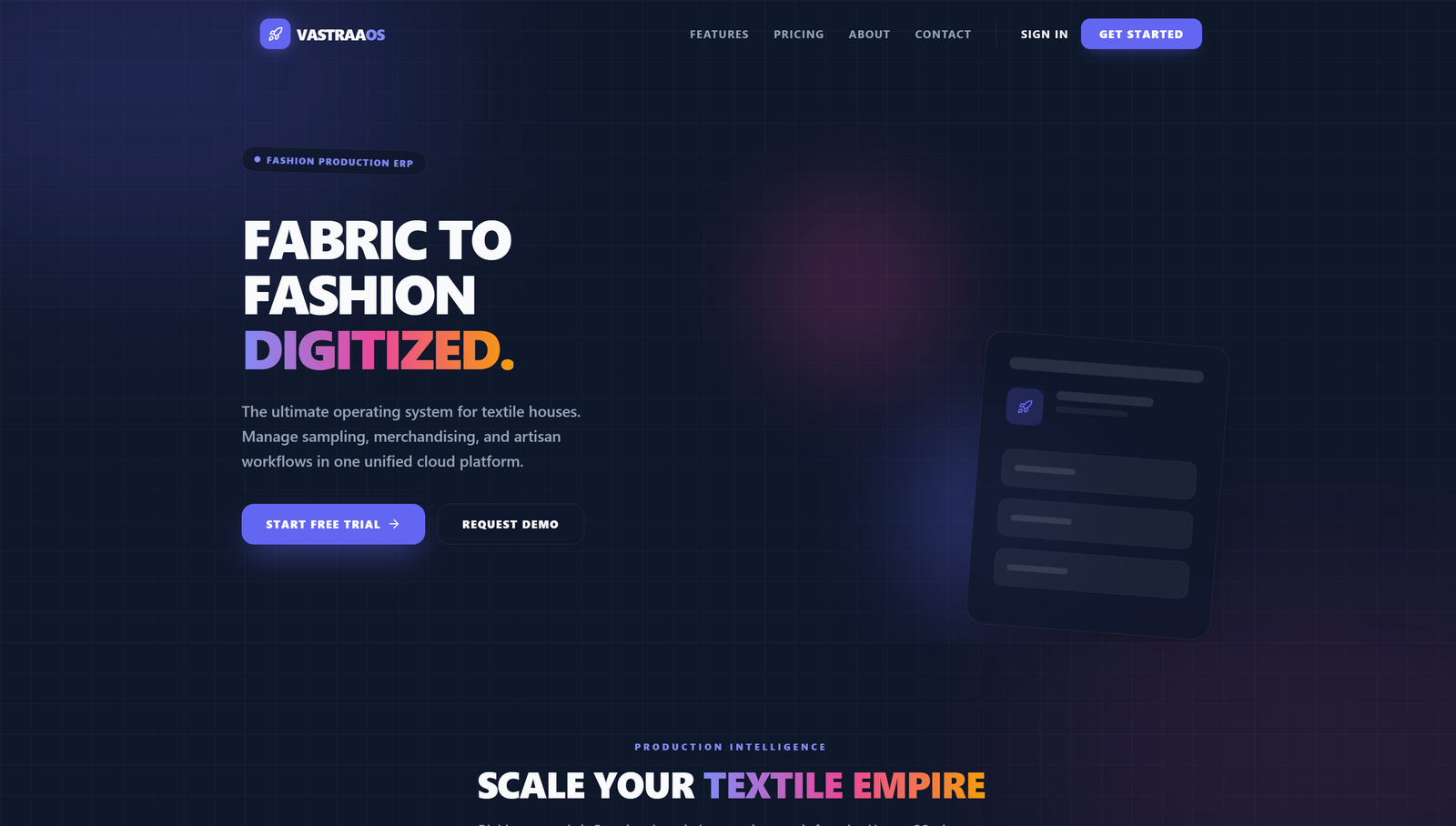 VastraOS public marketing website